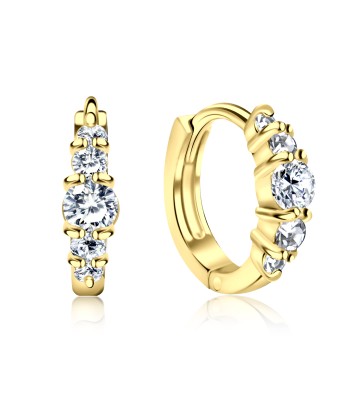 Gold Plated Triple Stones Huggies Earring STHG-01-GP